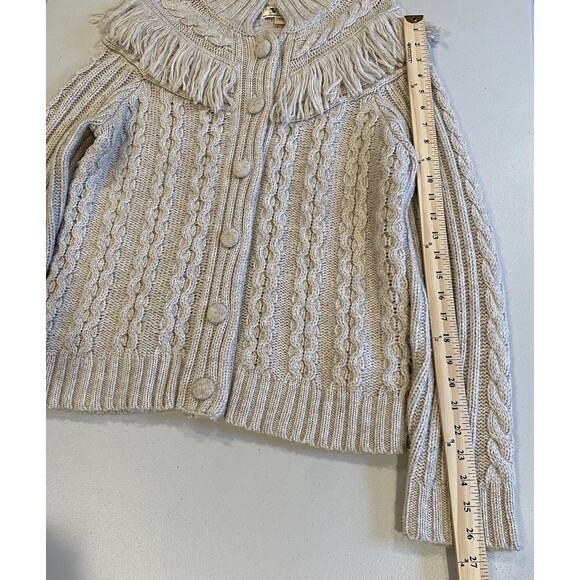 Cardigan Sweater Women Large Chunky Fringe Western Cowgirl Rodeo Granny Cottage - Picture 6 of 7